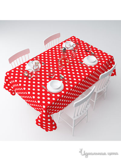 Скатерть "Красный в горошек", 145*220 см Сирень, цвет мультиколор