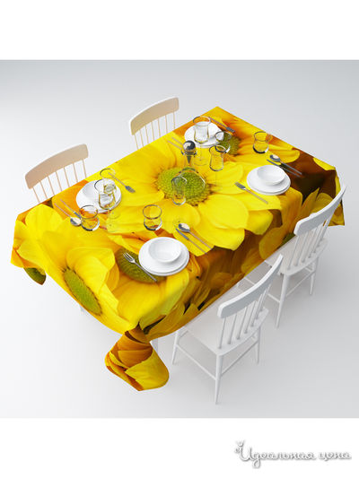 Скатерть "Желтые хризантемы", 145*120 см Сирень, цвет мультиколор