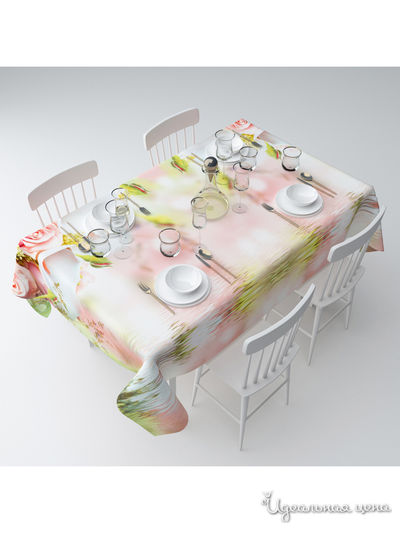 Скатерть "Каллы и розы", 145*220 см Сирень, цвет мультиколор