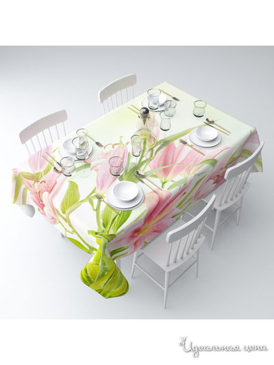 Скатерть "Букет розовых лилий", 145*220 см Сирень, цвет мультиколор