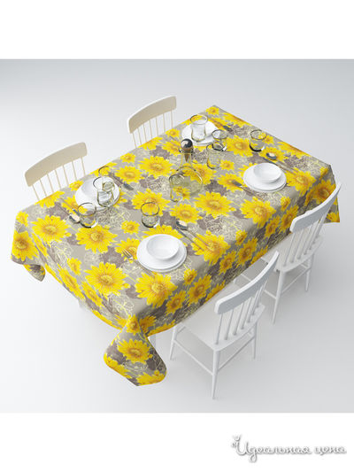 Скатерть "Желтые подсолнухи", 145*220 см Сирень, цвет мультиколор