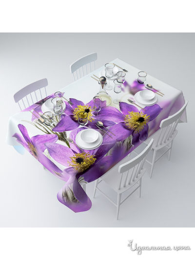 Скатерть "Утонченные бутоны", 145*120 см Сирень, цвет мультиколор