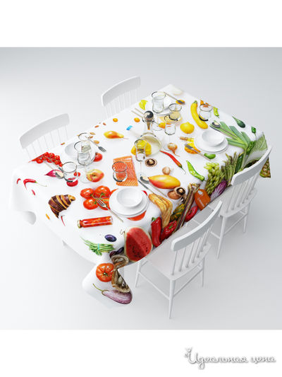 Скатерть "Продуктовая радуга", 145*120 см Сирень, цвет мультиколор