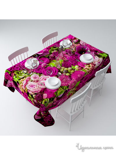 Скатерть "Абстрактный фон из цветов", 145*120 см Сирень, цвет мультиколор