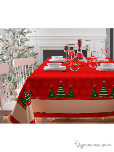 Скатерть "Зеленые ёлочки", 145*120 см Сирень, цвет мультиколор