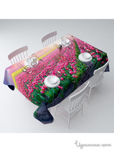 Скатерть "Поле тюльпанов", 145*120 см Сирень, цвет мультиколор