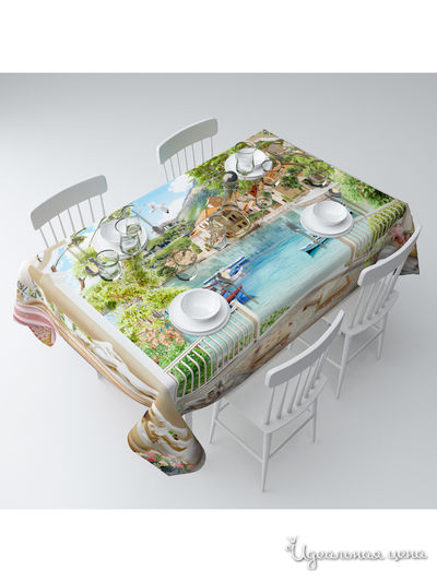 Скатерть "Терраса у моря", 145*120 см Сирень, цвет мультиколор