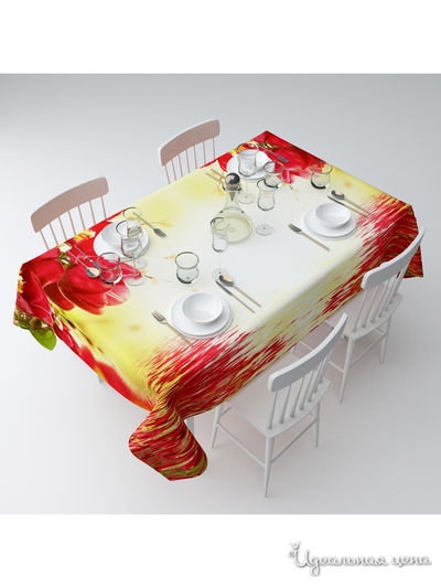 Скатерть "Букет с красными цветами", 145*220 см Сирень, цвет мультиколор