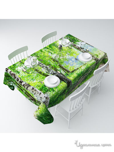 Скатерть "Березовая аллея", 145*120 см Сирень, цвет мультиколор