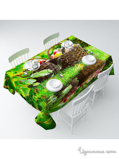 Скатерть "Корзина с яблоками", 145*120 см Сирень, цвет мультиколор