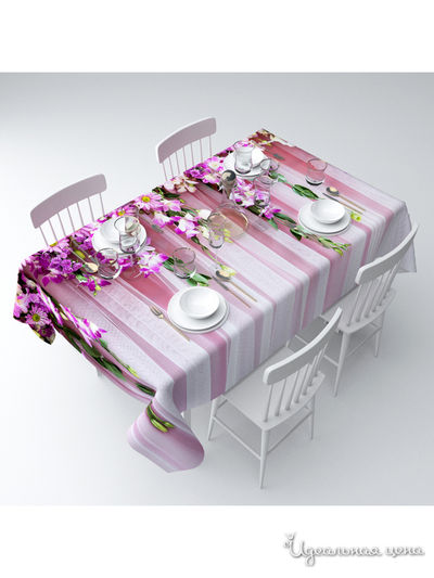 Скатерть "Цветочная композиция", 145*220 см Сирень, цвет мультиколор