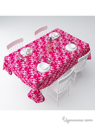 Скатерть "Гибискус на красном", 145*220 см Сирень, цвет мультиколор