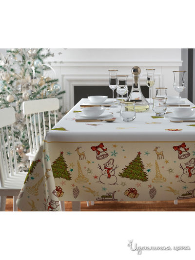 Скатерть "Зимние забавы", 145*120 см Сирень, цвет мультиколор