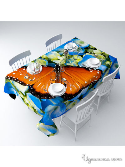 Скатерть "Бабочка в цветах", 145*120 см Сирень, цвет мультиколор