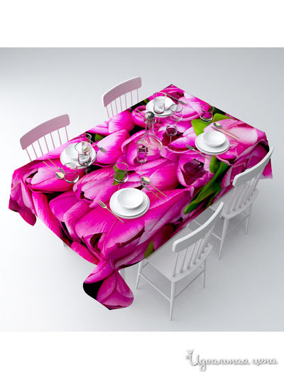 Скатерть "Розовые тюльпаны", 145*220 см Сирень, цвет мультиколор