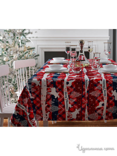 Скатерть "Рождество в узоре", 145*220 см Сирень, цвет мультиколор
