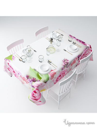 Скатерть "Розовые цветы", 145*220 см Сирень, цвет мультиколор
