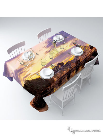 Скатерть "Закат в Европе", 145*120 см Сирень, цвет мультиколор