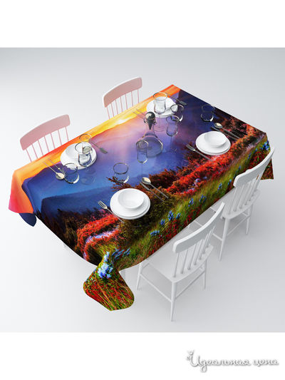 Скатерть "Восход в горах", 145*120 см Сирень, цвет мультиколор