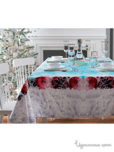 Скатерть "Клюква в снегу", 145*120 см Сирень, цвет мультиколор