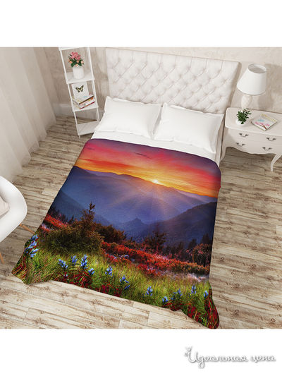 Покрывало "Восход в горах", Евро Сирень, цвет мультиколор