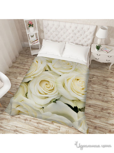 Покрывало "Кремовые розы", Евро Сирень, цвет мультиколор