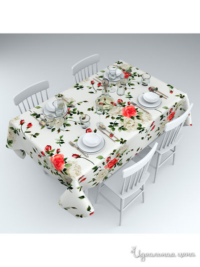 Скатерть "Акценты роз", 145*120 см Сирень, цвет мультиколор