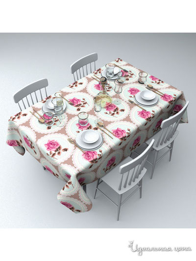 Скатерть "Кружевные розы", 145*220 см Сирень, цвет мультиколор