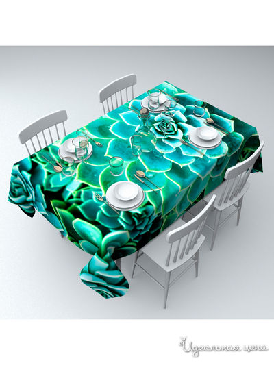 Скатерть "Голубые суккуленты", 145*120 см Сирень, цвет мультиколор