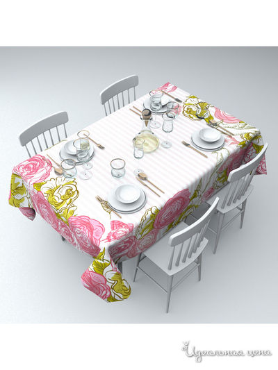 Скатерть "Рама из пионов", 145*220 см Сирень, цвет мультиколор