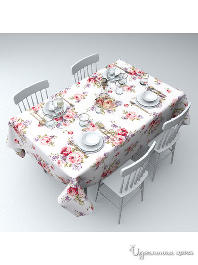 Скатерть "Васильки и розы", 145*220 см Сирень, цвет мультиколор