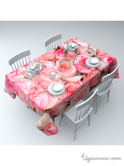 Скатерть "Бутоны роз", 145*120 см Сирень, цвет мультиколор