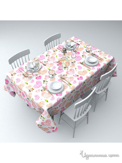 Скатерть "Валентинки", 145*220 см Сирень, цвет мультиколор