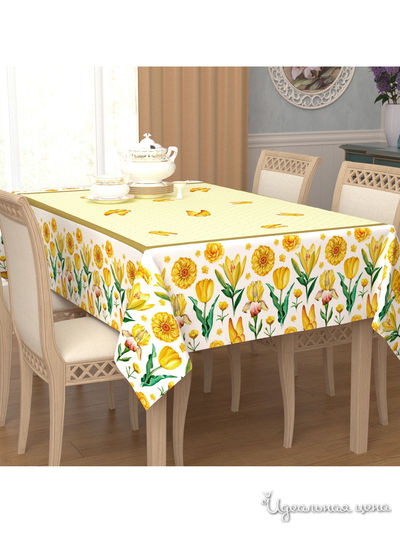 Скатерть "Нарциссы и бабочки", 145*220 см Сирень, цвет мультиколор