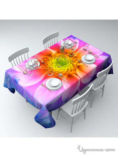 Скатерть "Яркий георгин", 145*220 см Сирень, цвет мультиколор