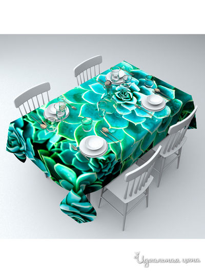 Скатерть "Голубые суккуленты", 145*220 см Сирень, цвет мультиколор