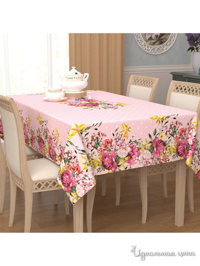 Скатерть "Букет цветов и трав", 145*220 см Сирень, цвет мультиколор