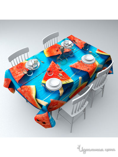 Скатерть "Треугольники арбуза", 145*120 см Сирень, цвет мультиколор