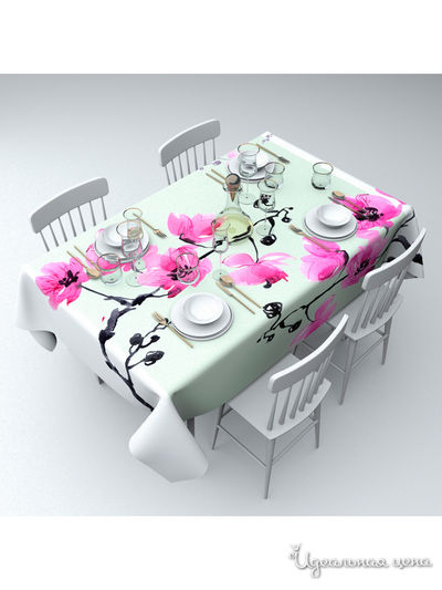 Скатерть "Сакура в акварели", 145*220 см Сирень, цвет мультиколор