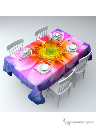 Скатерть "Яркий георгин", 145*120 см Сирень, цвет мультиколор