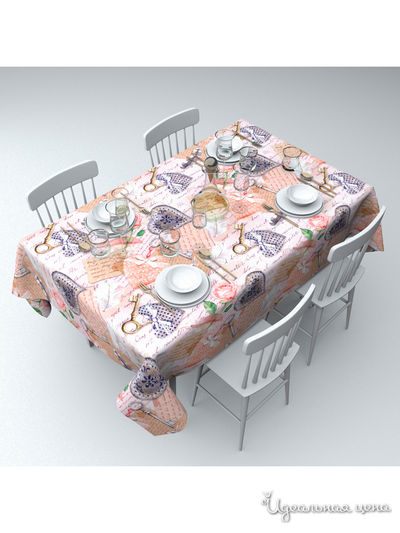 Скатерть "Ключи и записки", 145*220 см Сирень, цвет мультиколор