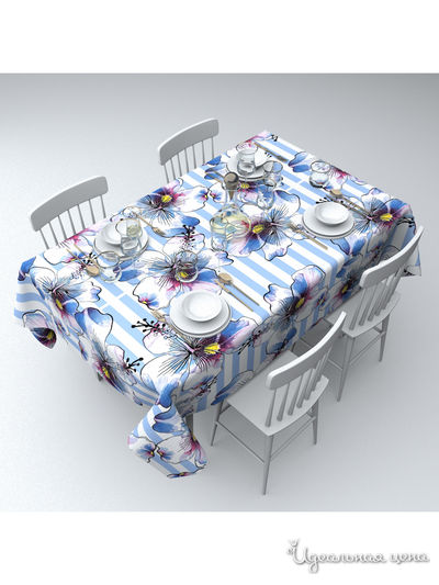 Скатерть "Голубой гибискус", 145*120 см Сирень, цвет мультиколор