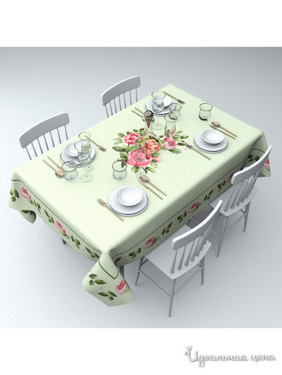 Скатерть "Обрамление пионами", 145*220 см Сирень, цвет мультиколор