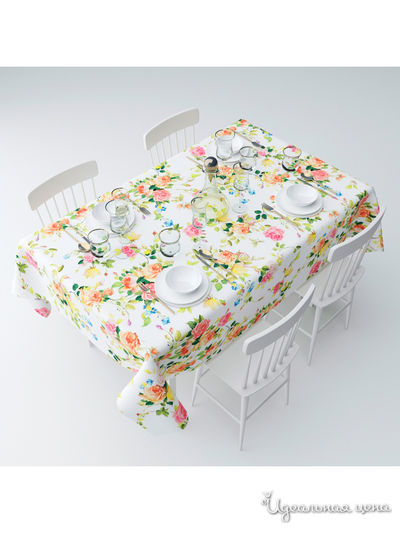 Скатерть "Узор из роз", 145*220 см Сирень, цвет мультиколор