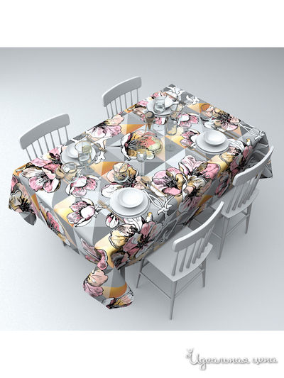 Скатерть "Сакура в геометрии", 145*120 см Сирень, цвет мультиколор