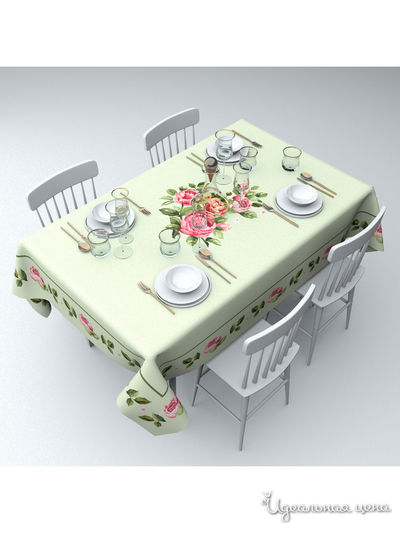 Скатерть "Обрамление пионами", 145*120 см Сирень, цвет мультиколор