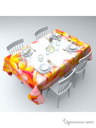 Скатерть "Рамка из плюмерии", 145*120 см Сирень, цвет мультиколор