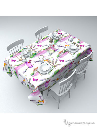 Скатерть "Акварельный Прованс", 145*220 см Сирень, цвет мультиколор