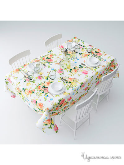 Скатерть "Узор из роз", 145*120 см Сирень, цвет мультиколор
