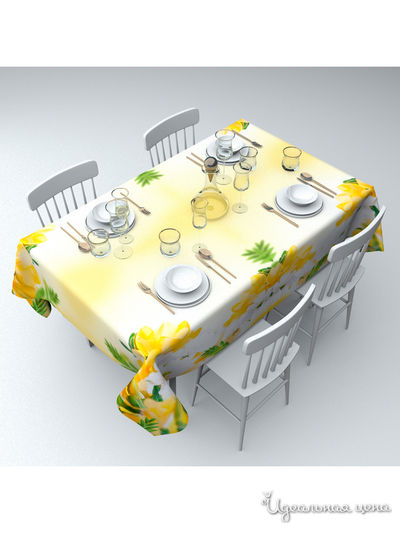 Скатерть "Примулы и ромашки", 145*120 см Сирень, цвет мультиколор